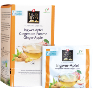 Swiss Alpine Herbs Bio Knospe Suisse Tee Ingwer-Apfel, 24 x 2 g