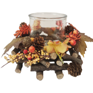 Kerzenhalter mit Herbstblätter Kerzenhalter mit Herbstblätter