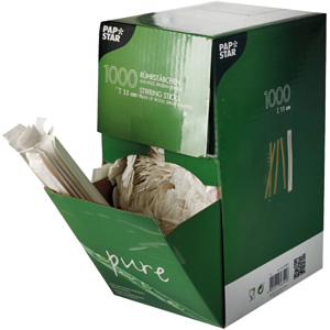 Rührstäbchen PURE gehüllt, Holz, 11 cm, Pack zu 1'000 Stück Rührstäbchen PURE gehüllt, Holz, 11 cm, Pack zu 1'000 Stück