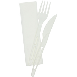 Besteckset CPLA 3 in 1, weiss, Karton zu 5 x 100 Stück Besteckset CPLA 3 in 1, weiss, Karton zu 5 x 100 Stück