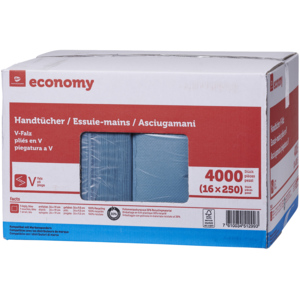 Economy Handtuch V-Falz, 1-lagig, Recycling, hellblau, 16 x 250 St