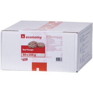 Economy Beefburger Gastro, tiefgekühlt, 30 x 150 g Economy Beefburger Gastro, tiefgekühlt, 30 x 150 g
