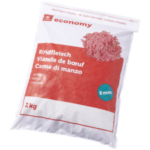 Economy Rinds-Hackfleisch, 8 mm, Österreich, tiefgekühlt, 2 kg Economy Rinds-Hackfleisch, 8 mm, Österreich, tiefgekühlt, 2 kg