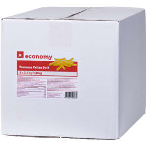 Economy Pommes Frites Normalschnitt, 9 x 9 mm, TK, 10 kg