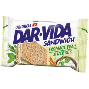 Dar-Vida Sandwich Frischkäse & Kräuter, 16 x 65 g, 1 Pocket-Pack Dar-Vida Sandwich Frischkäse & Kräuter, 16 x 65 g, 1 Pocket-Pack
