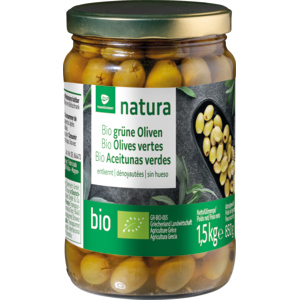 Natura Bio Oliven grün entsteint, 6 x 1,5 kg Natura Bio Oliven grün entsteint, 6 x 1,5 kg