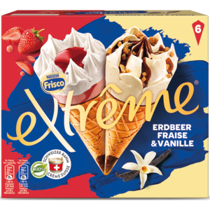 Frisco Extrême Cornets Vanille Erbeer, 6 x 145 ml
