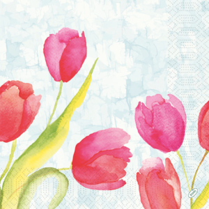 Duni Serviettes Paint Tulips, pliage 1/4, 3 couches, 40 x 40 cm, 250 pc