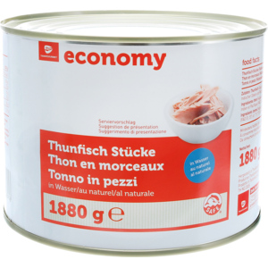 Economy Thon Skipjack, Thunfischstücke in Salzlake, 1,88 kg Economy Thon Skipjack, Thunfischstücke in Salzlake, 1,88 kg