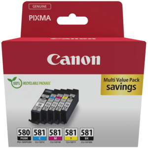 Canon PGI-580/581, PGBKCMYBK, cyan, magenta, gelb, schwarz