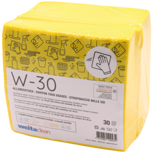 W-30 Chiffon multi-usages, jaune, 38 x 40 cm, 30 pièces