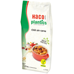 Haco Plantics Chili sin carne vegan, 1,575 kg Haco Plantics Chili sin carne vegan, 1,575 kg
