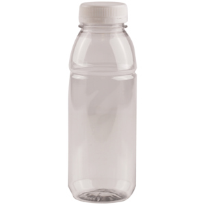 rPET Flasche, 250 ml, inkl. weisser Deckel, 22 Stück