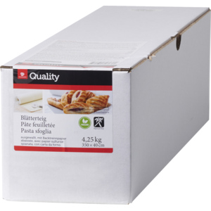 Quality Blätterteig, palmfrei, ausgewallt, 350 x 40 cm, 4,25 kg Quality Blätterteig, palmfrei, ausgewallt, 350 x 40 cm, 4,25 kg