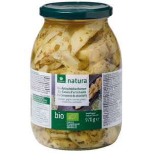 Natura Bio Artischockenherzen, geviertelt, gegrillt, 970 g Natura Bio Artischockenherzen, geviertelt, gegrillt, 970 g