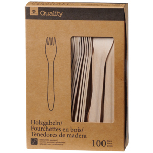 Quality Holzgabeln FSC 165 mm, Pack zu 100 Stück Quality Holzgabeln FSC 165 mm, Pack zu 100 Stück