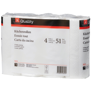 Quality Küchenrollen, 3-lagig, weiss, 8 x 4 Rl