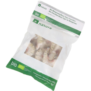 Natura Bio Mangroven Crevetten Black Tiger, easy peel, entdarmt, 13/15, tiefgekühlt, 1 kg