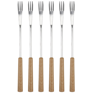 Käsefondue - Gabeln "Modern", Holzlook, Pack zu 6 Stück