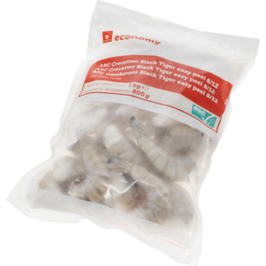 Economy ASC Crevetten Black Tiger, easy peel, entdarmt, 8/12, tiefgekühlt, 1 kg
