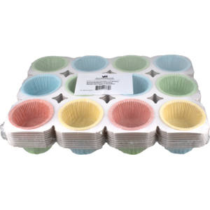 Einwegbackform Muffins farbig 12er Pack zu 10 Stück