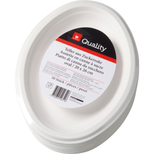Quality Teller aus Zuckerohr oval 20 x 26 cm Pack zu 50 Stück