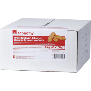 Economy Poulet Sandwich Schnitzel, geformt, paniert, frittiert, tiefgekühlt, 2 x 20 x 100