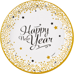 Teller Happy New Year, Ø 23 cm, Pack zu 8 Stück
