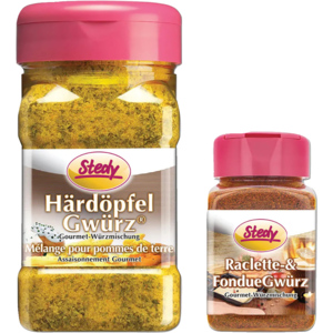 Set Stedy Härdöpfel Gwürz, 300 g +Stedy Mini Raclette & Fondue, 45 g