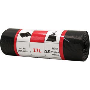 Kehrichtsack mit Zugband SOLO 17 l schwarz Rolle zu 20 Stück Kehrichtsack mit Zugband SOLO 17 l schwarz Rolle zu 20 Stück