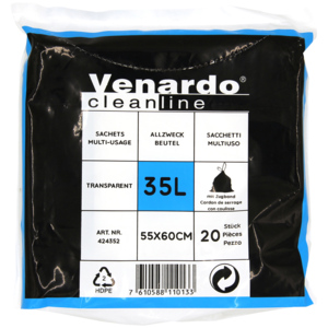 Allzweckbeutel mit Zugband 35 l/Transp. ZB, Pack à 20 Stück