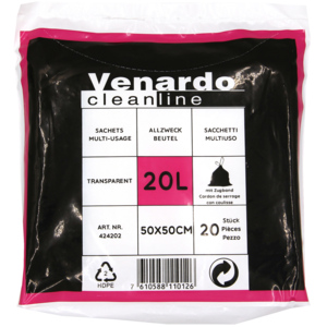 Allzweckbeutel mit Zugband 20 l/Transp., Pack à 20 Stück Allzweckbeutel mit Zugband 20 l/Transp., Pack à 20 Stück