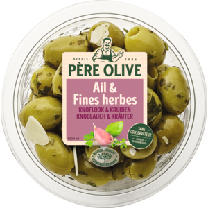 Oliven mit Knoblauch, Schale zu 150 g