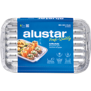 Alustar Grillschalen Profi, 38 x 24 x 4 cm, Pack zu 10 Stück Alustar Grillschalen Profi, 38 x 24 x 4 cm, Pack zu 10 Stück