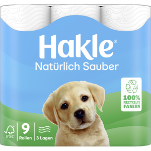 Hakle Toilettenpapier Natürliche Sauberkeit, 3-lagig, weiss, 150 Blatt, 4 x 9 Rl