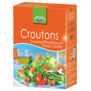 Landleben Croûtons Zwiebeln/Knoblauch, 500 g Landleben Croûtons Zwiebeln/Knoblauch, 500 g