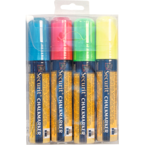 Securit Kreidemarker 7 - 15 mm, blau/rot/grün/gelb, Pack zu 4 Stück Securit Kreidemarker 7 - 15 mm, blau/rot/grün/gelb, Pack zu 4 Stück