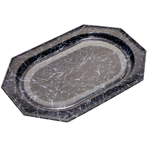 Traiteurplatte Kunststoff PET 26 x 19 cm schwarz / marmor Paket zu 5 Stück