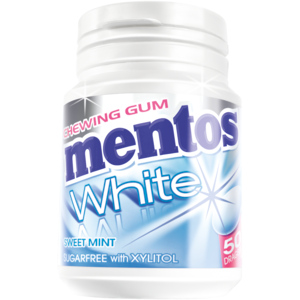 Mentos Gum White Sweet Mint Bottles, 6 x 75 g