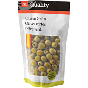 Quality Spanische Oliven, Hojiblanca, grün, entsteint, 500 g Quality Spanische Oliven, Hojiblanca, grün, entsteint, 500 g