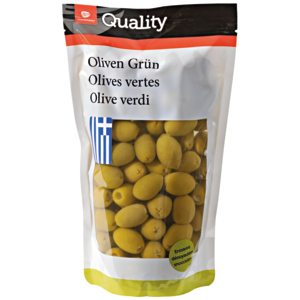 Quality Griechische Oliven, Chalkidiki, gefüllt mit Knoblauch, 950 g Quality Griechische Oliven, Chalkidiki, gefüllt mit Knoblauch, 950 g