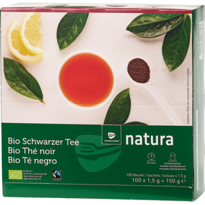 Natura Bio, Fairtrade, Max Havelaar, Schwarztee im Aromaschutzbeutel, 100 x 1,5 g