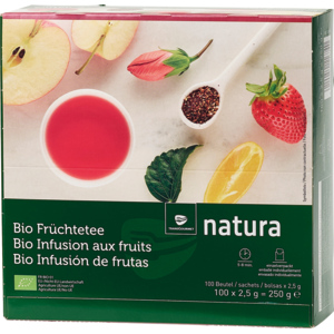 Natura Bio Früchtetee im Aromaschutzbeutel, 100 x 2,5 g Natura Bio Früchtetee im Aromaschutzbeutel, 100 x 2,5 g