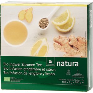 Natura Bio Ingwer-Zitronentee im Aromaschutzbeutel, 100 x 2 g