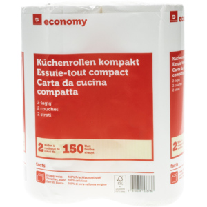 Economy Küchenrollen kompakt, 2-lagig, 150 Blatt, weiss, 10 x 2 Rl Economy Küchenrollen kompakt, 2-lagig, 150 Blatt, weiss, 10 x 2 Rl