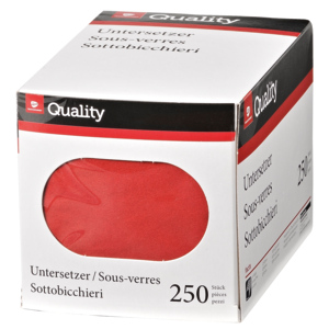 Quality Untersetzer, 6-lagig, rot, 250 St Quality Untersetzer, 6-lagig, rot, 250 St
