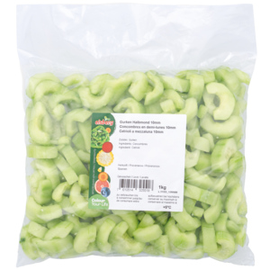 Gurken Halbmond, geschält, 10 mm, 1 kg Gurken Halbmond, geschält, 10 mm, 1 kg