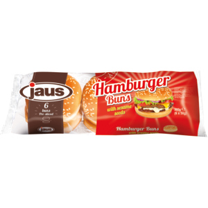 Jaus Hamburgerbrötchen mit Sesam, 300 g, 6 Stück Jaus Hamburgerbrötchen mit Sesam, 300 g, 6 Stück