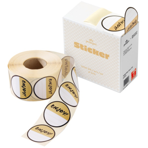 Sticker "Enjoy", rund, 50 mm, Pack zu 1000 Stück Sticker "Enjoy", rund, 50 mm, Pack zu 1000 Stück