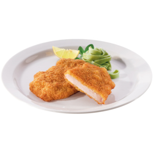 Fredag Schweins Schnitzel, geformt, paniert, frittiert, tiefgekühlt, ca. 120 g, ca. 1,2 kg Fredag Schweins Schnitzel, geformt, paniert, frittiert, tiefgekühlt, ca. 120 g, ca. 1,2 kg